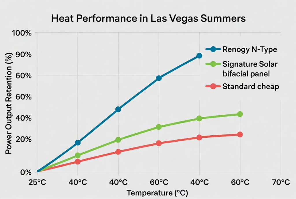 Comparison of the Renogy N-Type and Signature Solar bifacial panel heat performance during Las Vegas summers.