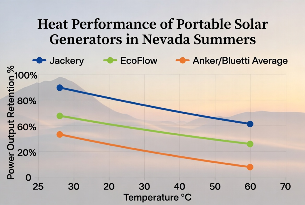 Comparison of heat performance of portable solar generators in Nevada summers. 