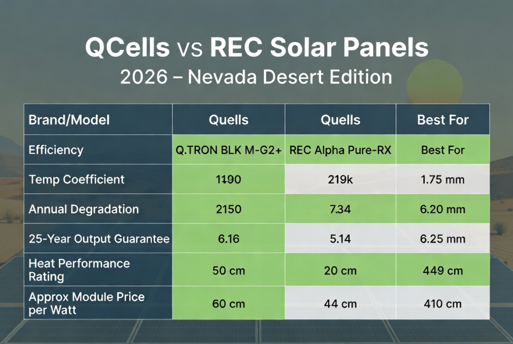 Comparison of QCells vs REC Solar Panels 2026 - Nevada Desert Edition. 