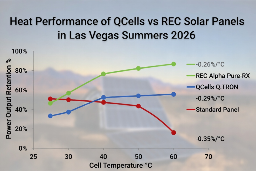 Comparison of Heat performance of QCells vs REC solar panels in Las Vegas Summers 2026. 