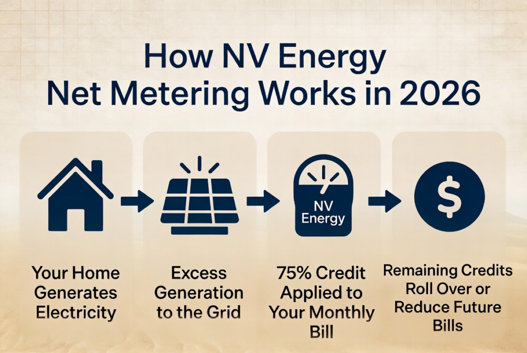 Diagram showing how NV Energy Net Metering Works in 2026.