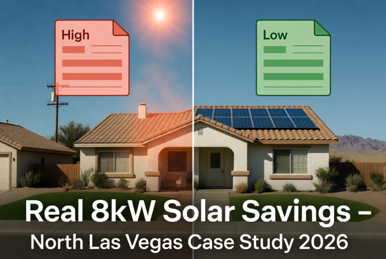 “Real Before vs After: 8kW solar system in North Las Vegas – See how much one local family saved on their NV Energy bills.”