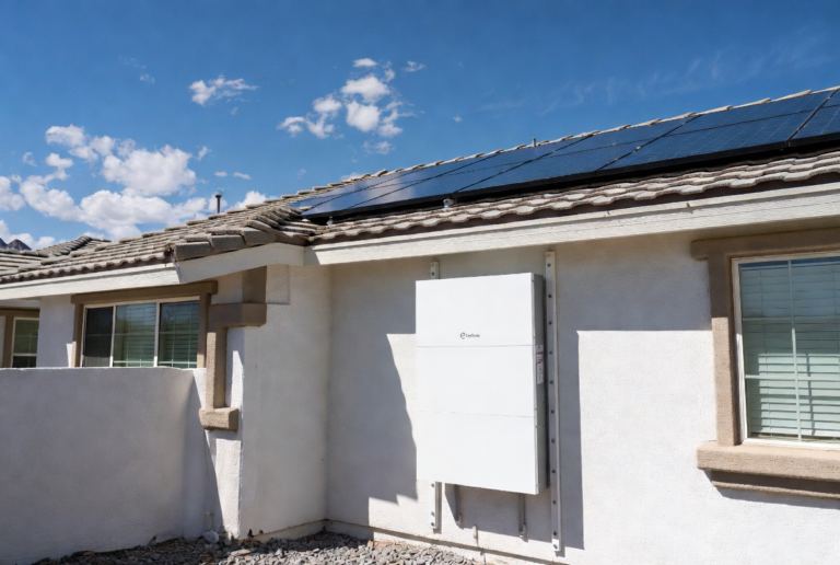 Enphase IQ Battery installed on a typical North Las Vegas home — designed for microinverter compatibility and desert conditions.