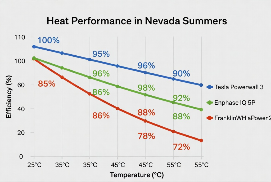 Comparison of Solar battery heat performance in Nevada summers.